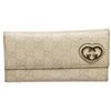 Gucci Off White Guccissima Leather Interlocking GG Heart Long Wallet