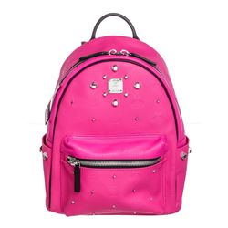 MCM Beet Root Pink Small Coated Canvas Stark Odeon Backpack