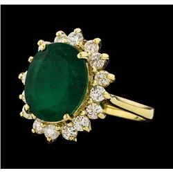 4.27 ctw Emerald and Diamond Ring - 14KT Yellow Gold