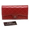 Chanel Deep Red Lambskin Leather Classic Long Flap Wallet