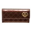 Image 1 : Gucci Metallic Burgundy Patent Leather Interlocking GG Heart Long Wallet