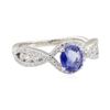 Image 1 : 1.30 ctw Sapphire and Diamond Ring - 14KT White Gold