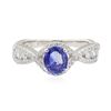 Image 2 : 1.30 ctw Sapphire and Diamond Ring - 14KT White Gold