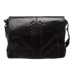 MCM M. Moment Black Leather Messenger Bag