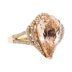 7.84 ctw Morganite and Diamond Ring - 14KT Rose Gold