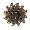 Image 4 : 14k Yellow Gold 2.52 ctw Old Round Cut Garnet Tiered Sunburst Cluster Ring