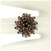 Image 7 : 14k Yellow Gold 2.52 ctw Old Round Cut Garnet Tiered Sunburst Cluster Ring
