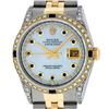 Rolex Mens 2 Tone 14K Lugs MOP Sapphire & Diamond 36MM Datejust