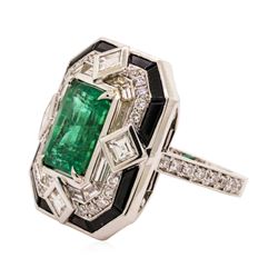 6.46 ctw Emerald and Diamond Ring - 18KT White Gold