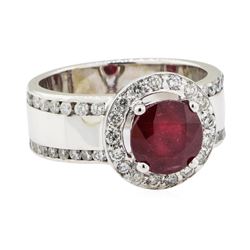 3.41 ctw Ruby and Diamond Ring - 14KT White Gold