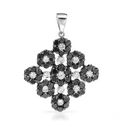 18k White Gold 2.77CTW Diamond and Black Diamonds Pendant, (SI1-SI2/G-H)