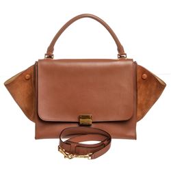 Celine Brown Leather Suede Medium Trapeze Bag