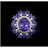 Image 2 : 14KT White Gold 4.93 ctw Tanzanite, Sapphire and Diamond Ring
