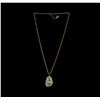 Assym Filigree Crystal Pendant Necklace - Gold Plated