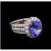 4.33 ctw Tanzanite and Diamond Ring - 14KT White Gold