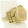 Image 1 : 14k Yellow Gold Hexagon White Coral & Wrought Gold Wire Ring