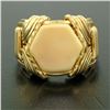 Image 6 : 14k Yellow Gold Hexagon White Coral & Wrought Gold Wire Ring