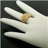 Image 7 : 14k Yellow Gold Hexagon White Coral & Wrought Gold Wire Ring
