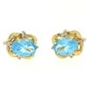 Image 1 : 14K Yellow Gold 1.18 ctw Oval Blue Topaz & Round Diamond Halo Stud Earrings