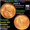 Image 1 : ***Auction Highlight*** 1918-d Lincoln Cent 1c Graded GEM+ Unc RD By USCG (fc)