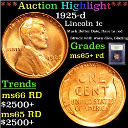 ***Auction Highlight*** 1925-d Lincoln Cent 1c Graded Gem+ Unc RD By USCG (fc)