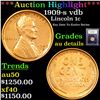 Image 1 : ***Auction Highlight*** 1909-s vdb Lincoln Cent 1c Graded AU details By USCG (fc)