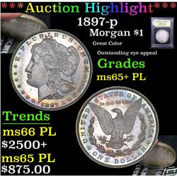 ***Auction Highlight*** 1897-p Morgan Dollar $1 Graded GEM+ PL By USCG (fc)