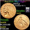 Image 1 : ***Auction Highlight*** 1915-p Gold Indian Quarter Eagle $2 1/2 Graded Choice Unc By USCG (fc)