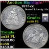 Image 1 : ***Auction Highlight*** 1877-cc Seated Liberty Quarter 25c Graded Choice AU/BU Slider PL By USCG (fc