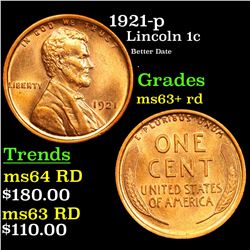 ***Auction Highlight*** 1921-p Lincoln Cent 1c Graded Select+ Unc RD By USCG (fc)