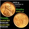 Image 1 : ***Auction Highlight*** 1921-p Lincoln Cent 1c Graded Select+ Unc RD By USCG (fc)