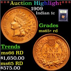 ***Auction Highlight*** 1909 Indian Cent 1c Graded Gem+ Unc RD By USCG (fc)