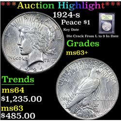 ***Auction Highlight*** 1924-s Peace Dollar $1 Graded Select+ Unc By USCG (fc)