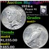 Image 1 : ***Auction Highlight*** 1924-s Peace Dollar $1 Graded Select+ Unc By USCG (fc)