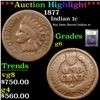 Image 1 : ***Auction Highlight*** 1877 Indian Cent 1c Graded g+ By USCG (fc)