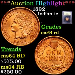 ***Auction Highlight*** 1892 Indian Cent 1c Graded Choice Unc RD By USCG (fc)