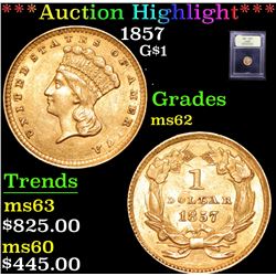 ***Auction Highlight*** 1857 Gold Dollar $1 Graded Select Unc By USCG (fc)