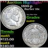Image 1 : ***Auction Highlight*** 1899-p Barber Dime 10c Graded Choice+ Unc By USCG (fc)