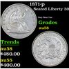 Image 1 : 1871-p Seated Half Dollar 50c Grades Choice AU/BU Slider (fc)
