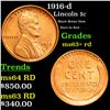Image 1 : 1916-d Lincoln Cent 1c Grades Select+ Unc RD (fc)