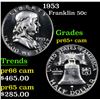 Image 1 : 1953 Franklin Half Dollar 50c Grades GEM+ Proof Cameo
