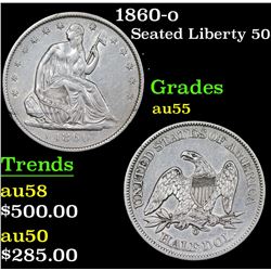 1860-o Seated Half Dollar 50c Grades Choice AU