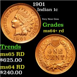 1901 Indian Cent 1c Grades Choice+ Unc RD