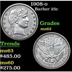 1908-o Barber Quarter 25c Grades Select Unc