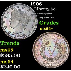 1906 Liberty Nickel 5c Grades Choice+ Unc