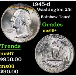 1945-d Washington Quarter 25c Grades GEM++ Unc