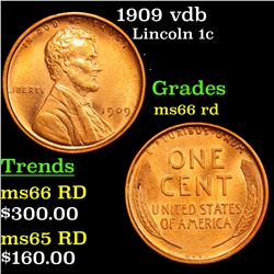 1909 vdb Lincoln Cent 1c Grades GEM+ Unc RD