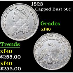 1823 Capped Bust Half Dollar 50c Grades xf