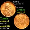 Image 1 : 1911-p Lincoln Cent 1c Grades Choice+ Unc RD