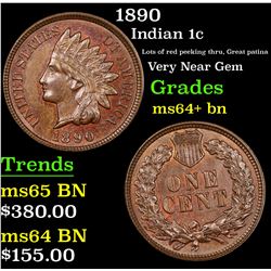1890 Indian Cent 1c Grades Choice+ Unc BN